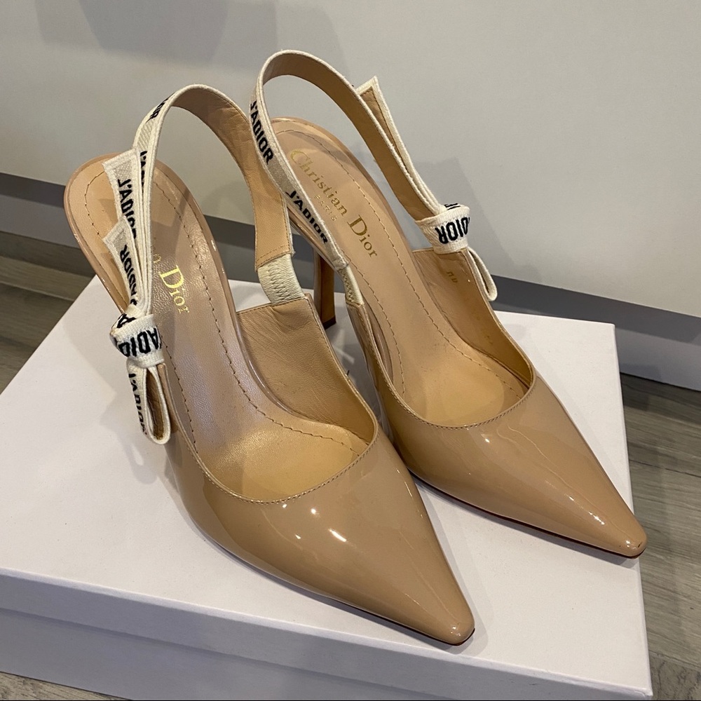 Dior Slingback Pump Nude Patent Calfskin Size 8.5